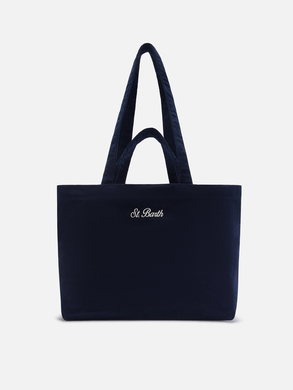 Navy blue Essential corduroy tote bag with logo embroidery