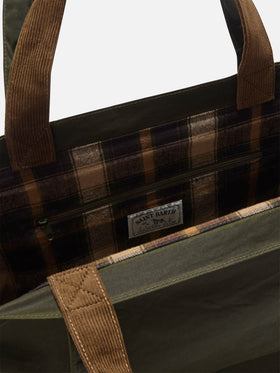 Military green Essential waxed tote bag with logo embroidery