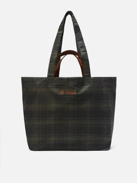 Essential gewachste tote Tasche mit Tartanmuster 