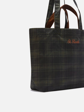 Essential gewachste tote Tasche mit Tartanmuster 