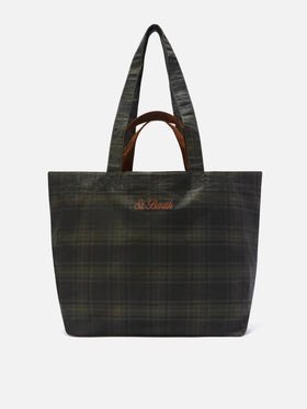 Essential gewachste tote Tasche mit Tartanmuster 