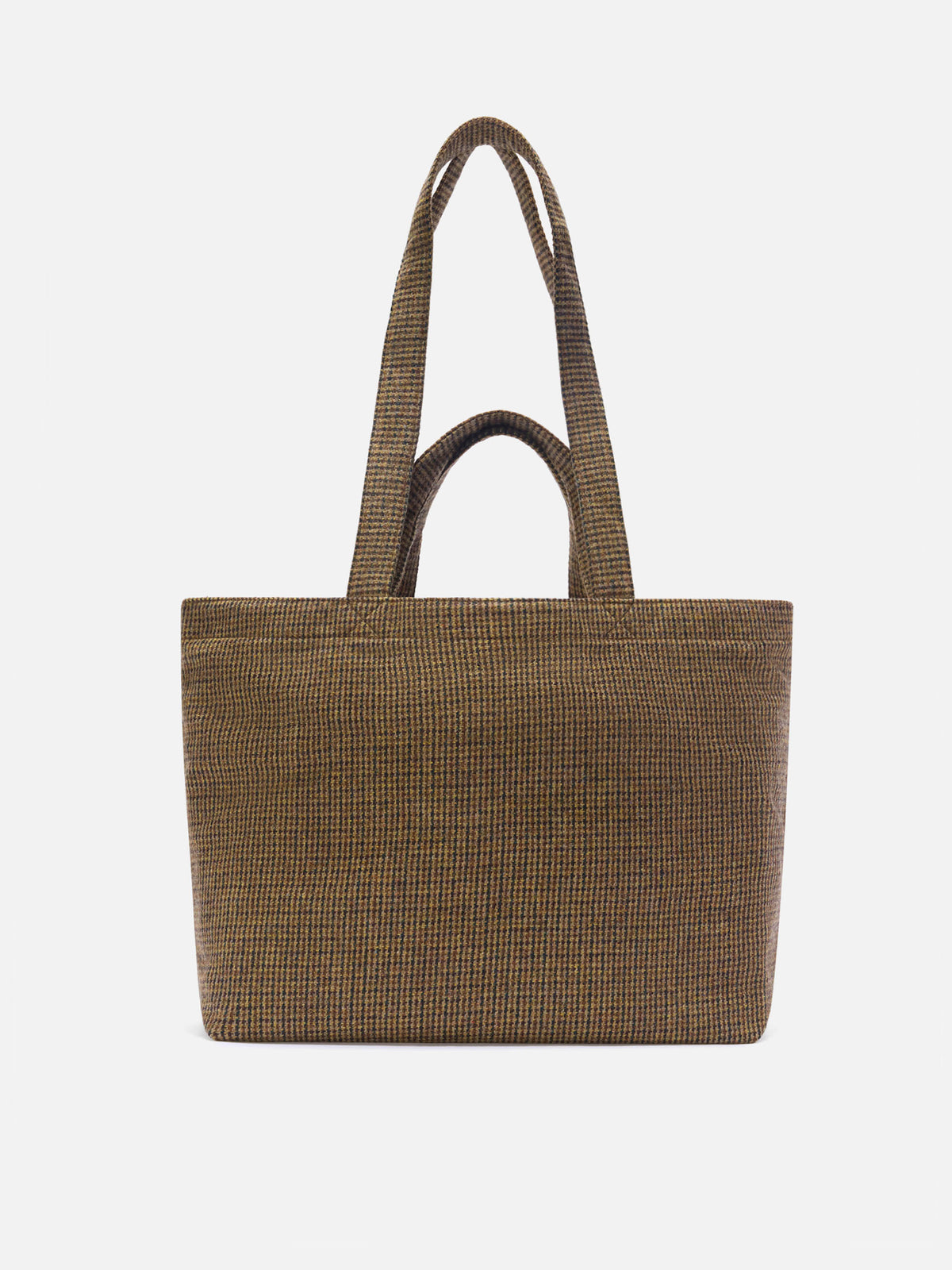 Beige Essential Wollmischungs-tote-Tasche mit Hahnentrittmuster 