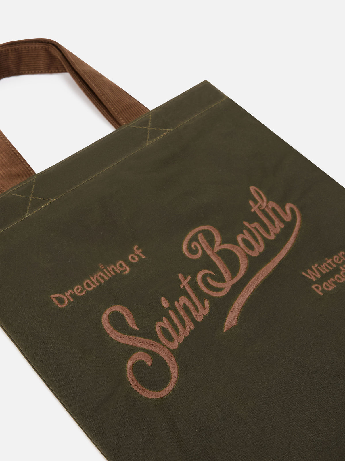 Bolso Mini Essential de tote encerado verde militar con bordado del logotipo 