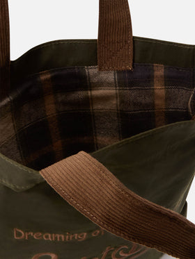 Bolso Mini Essential de tote encerado verde militar con bordado del logotipo 