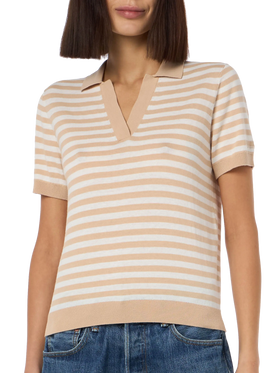 Woman beige striped knitted polo Evonne