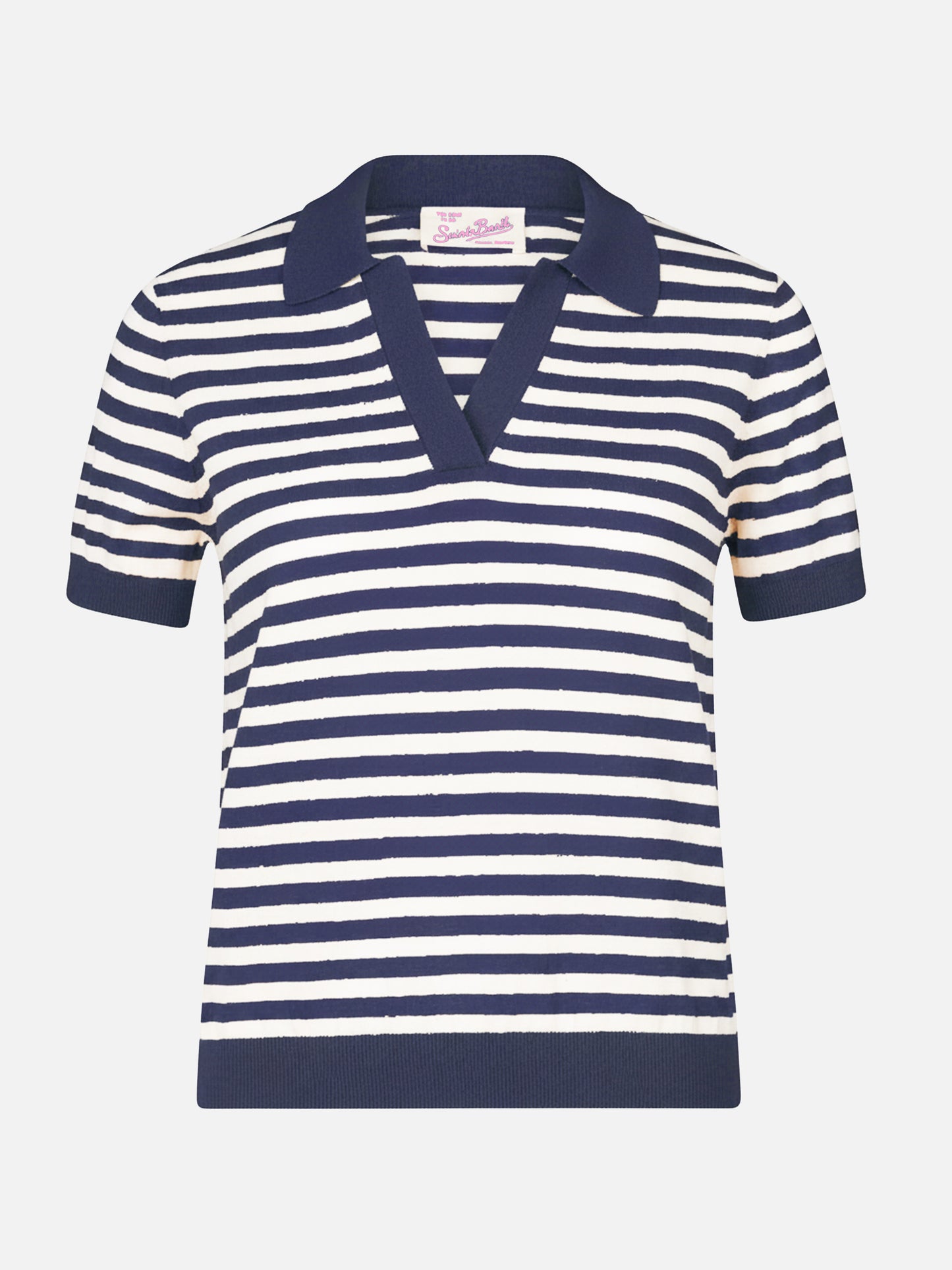 Blue striped knitted polo Evonne