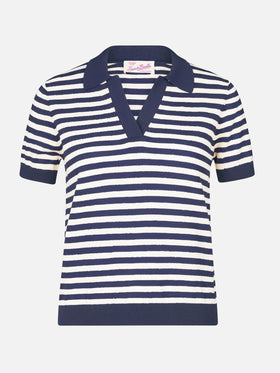 Blue striped knitted polo Evonne
