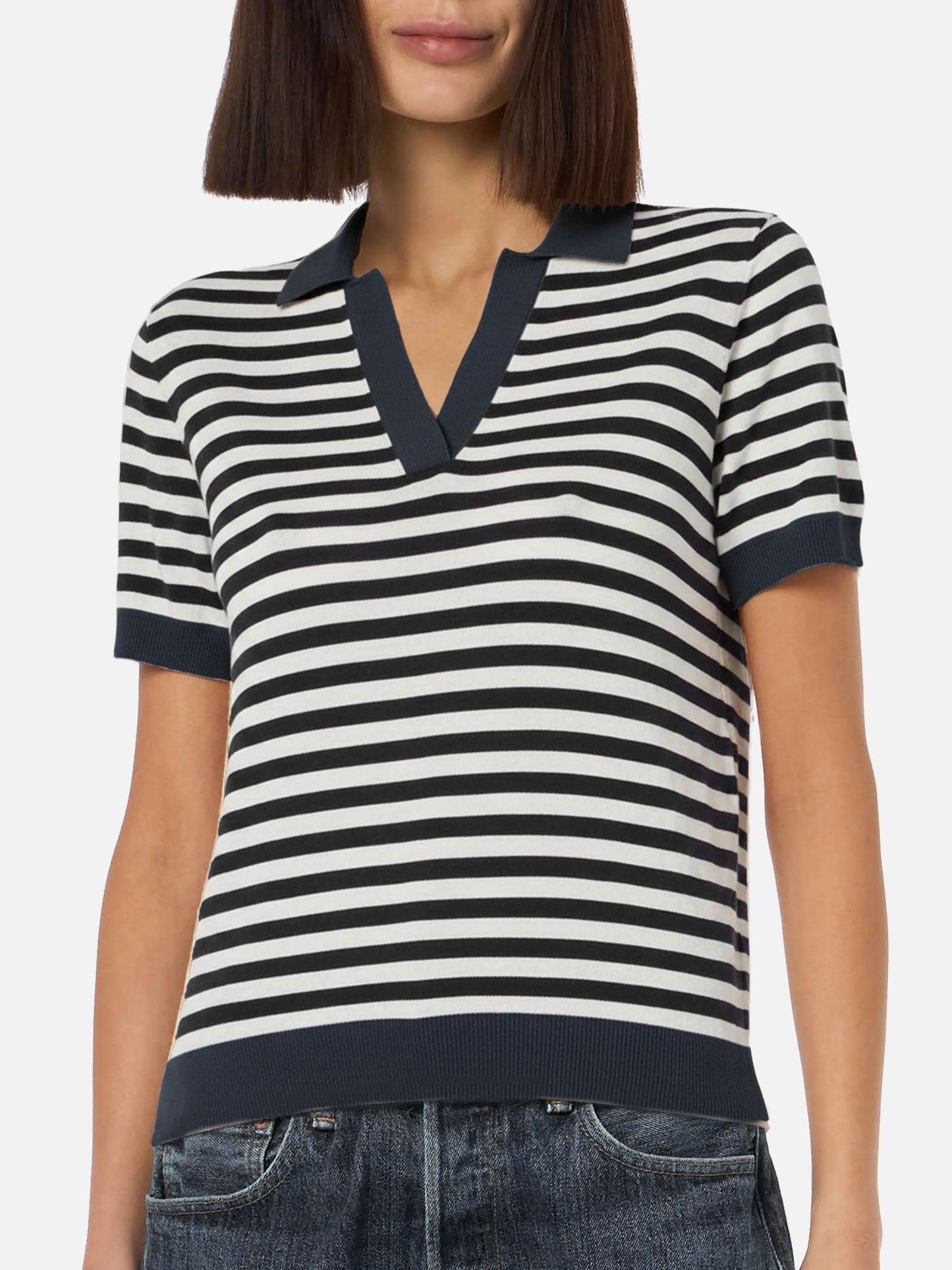 Blue striped knitted polo Evonne