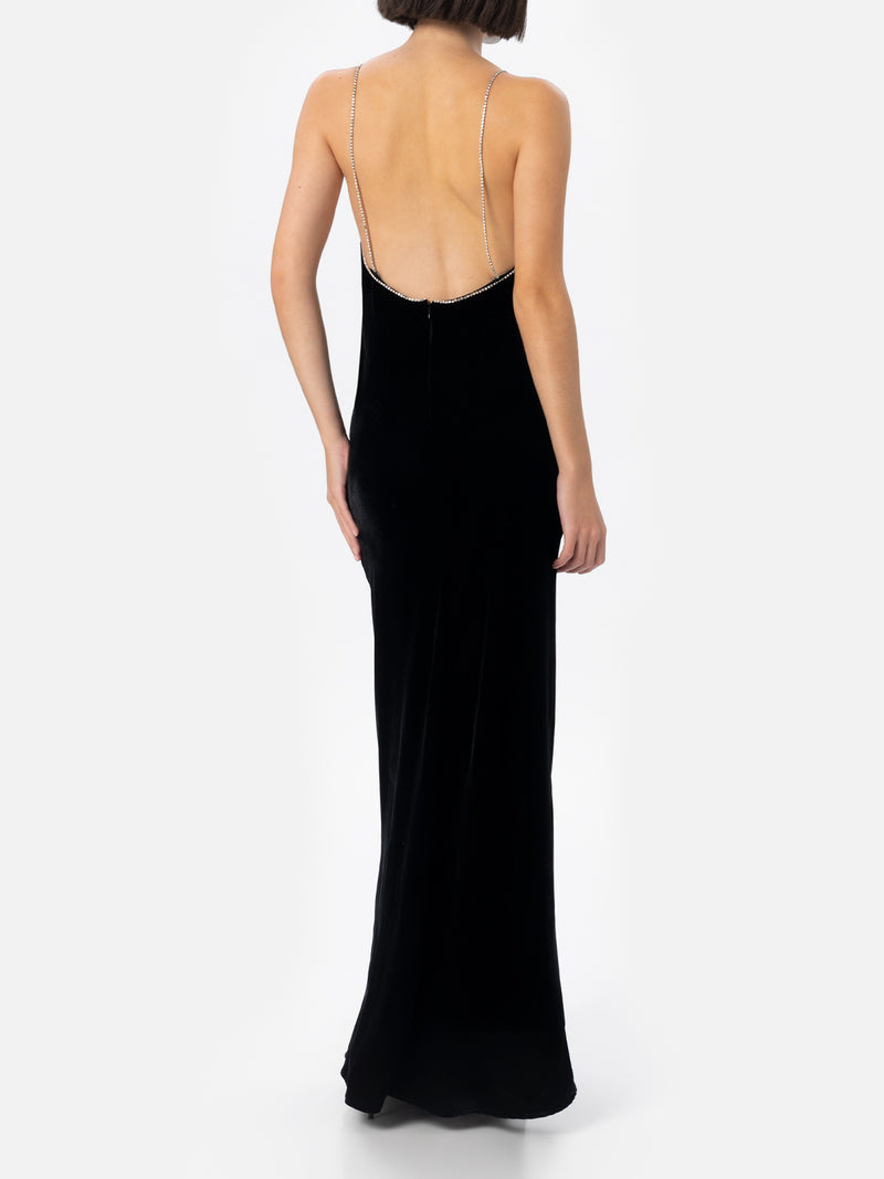 Woman black velvet slip dress Eydis