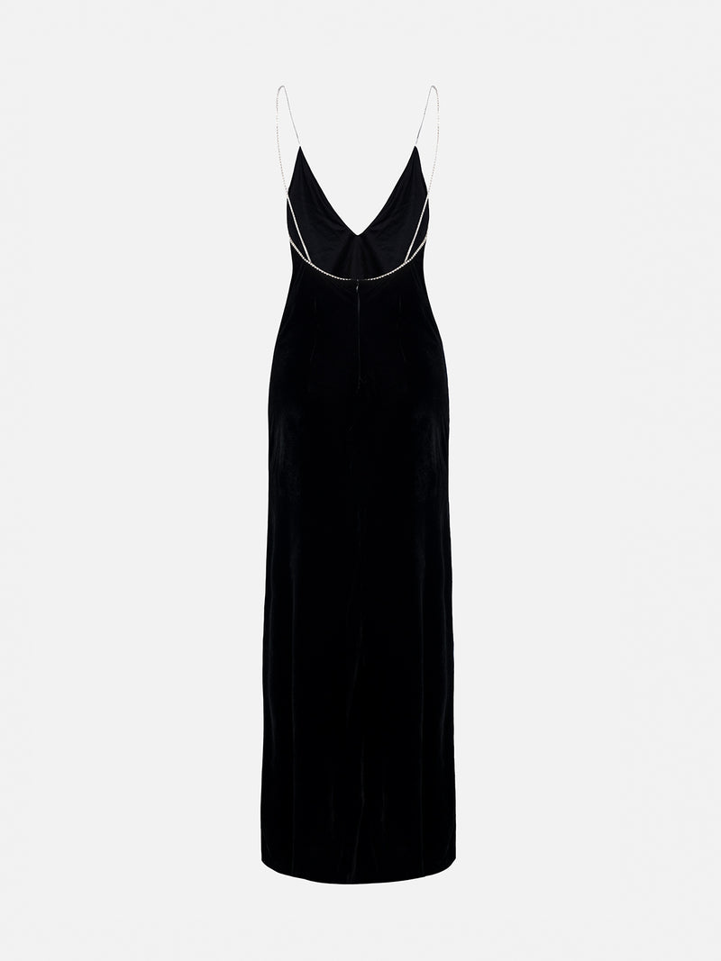 Woman black velvet slip dress Eydis