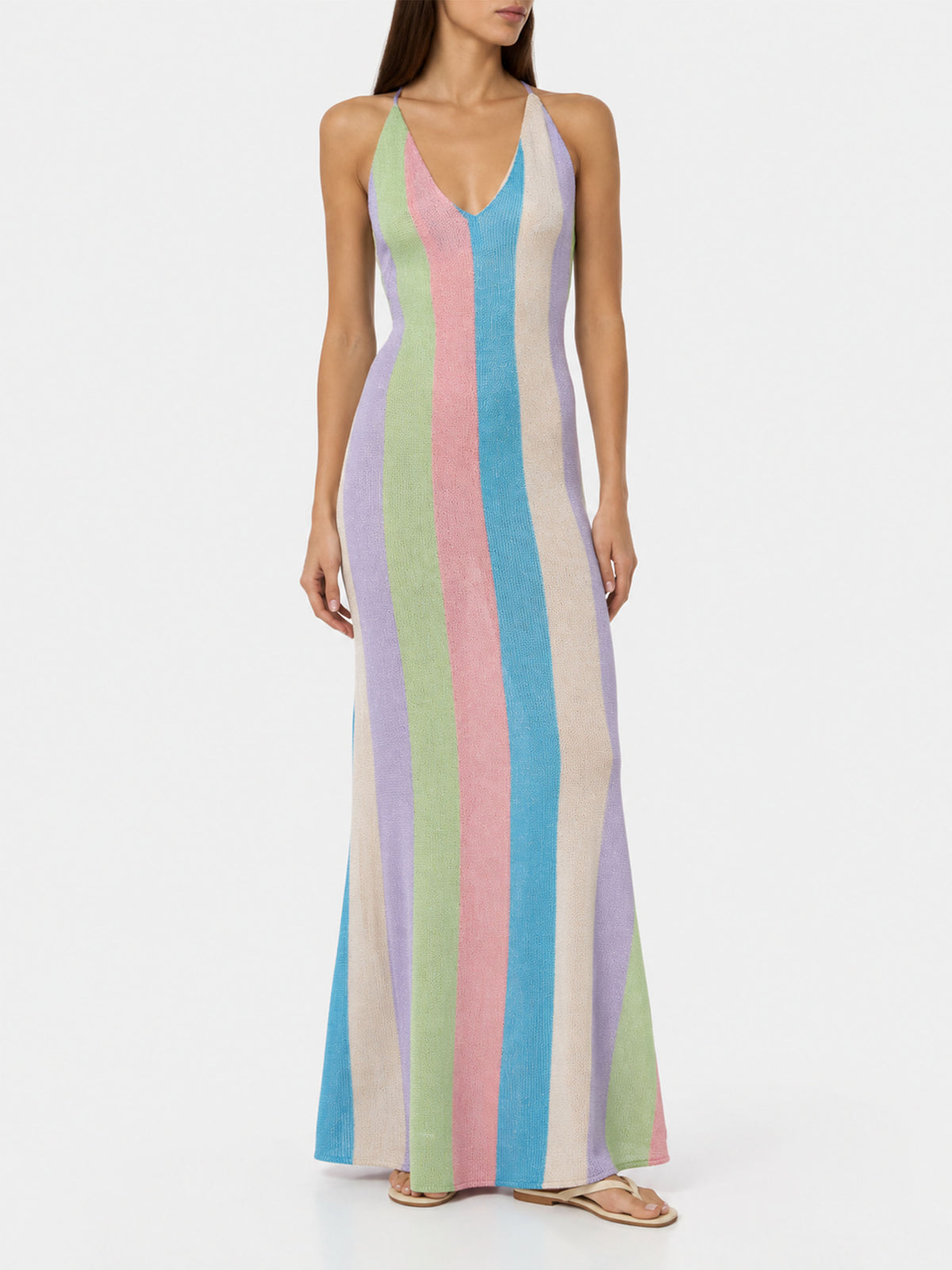 Langes Raschel-Kleid Eydis mit Streifen 