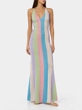 Langes Raschel-Kleid Eydis mit Streifen 