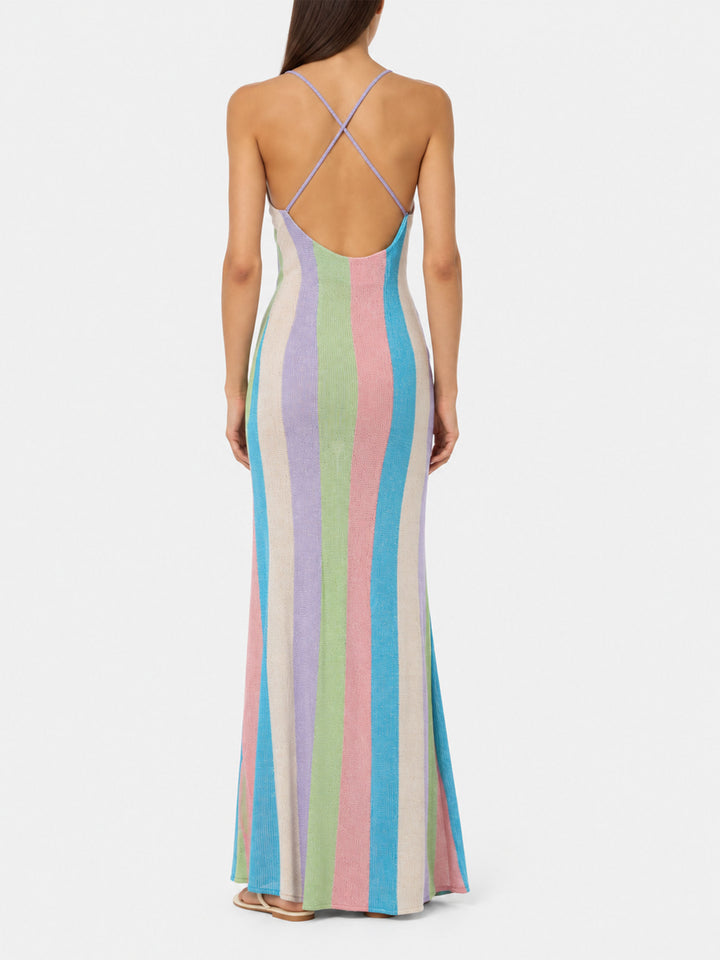 Vestido largo Eydis de raschel a rayas 