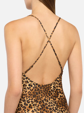 Eydis satin slip dress with animalier print