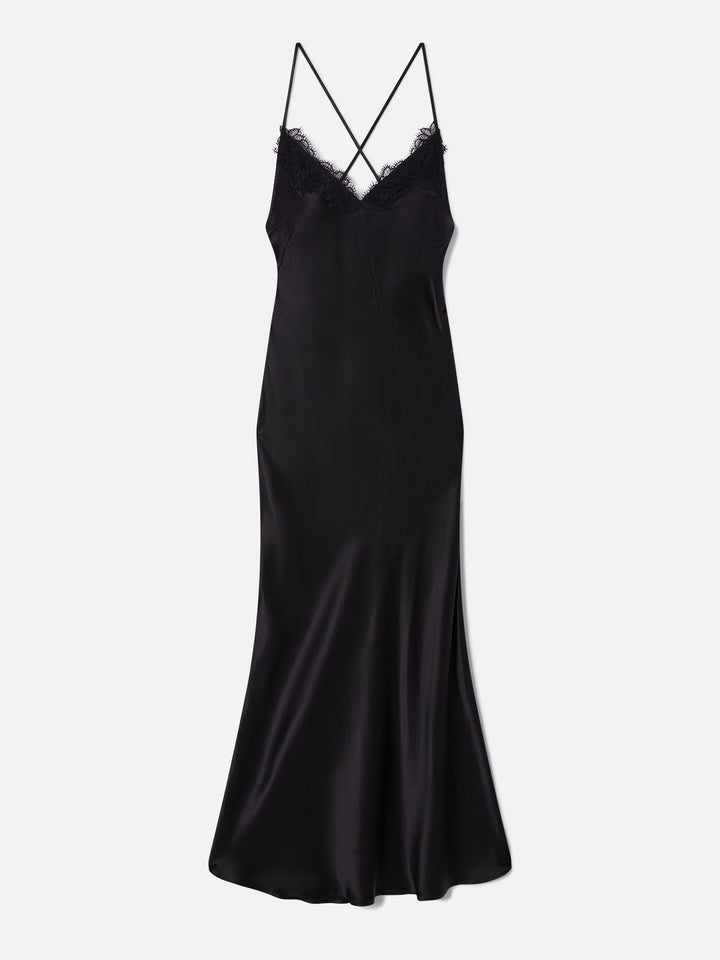 Vestido lencero de satén Eydis en negro 