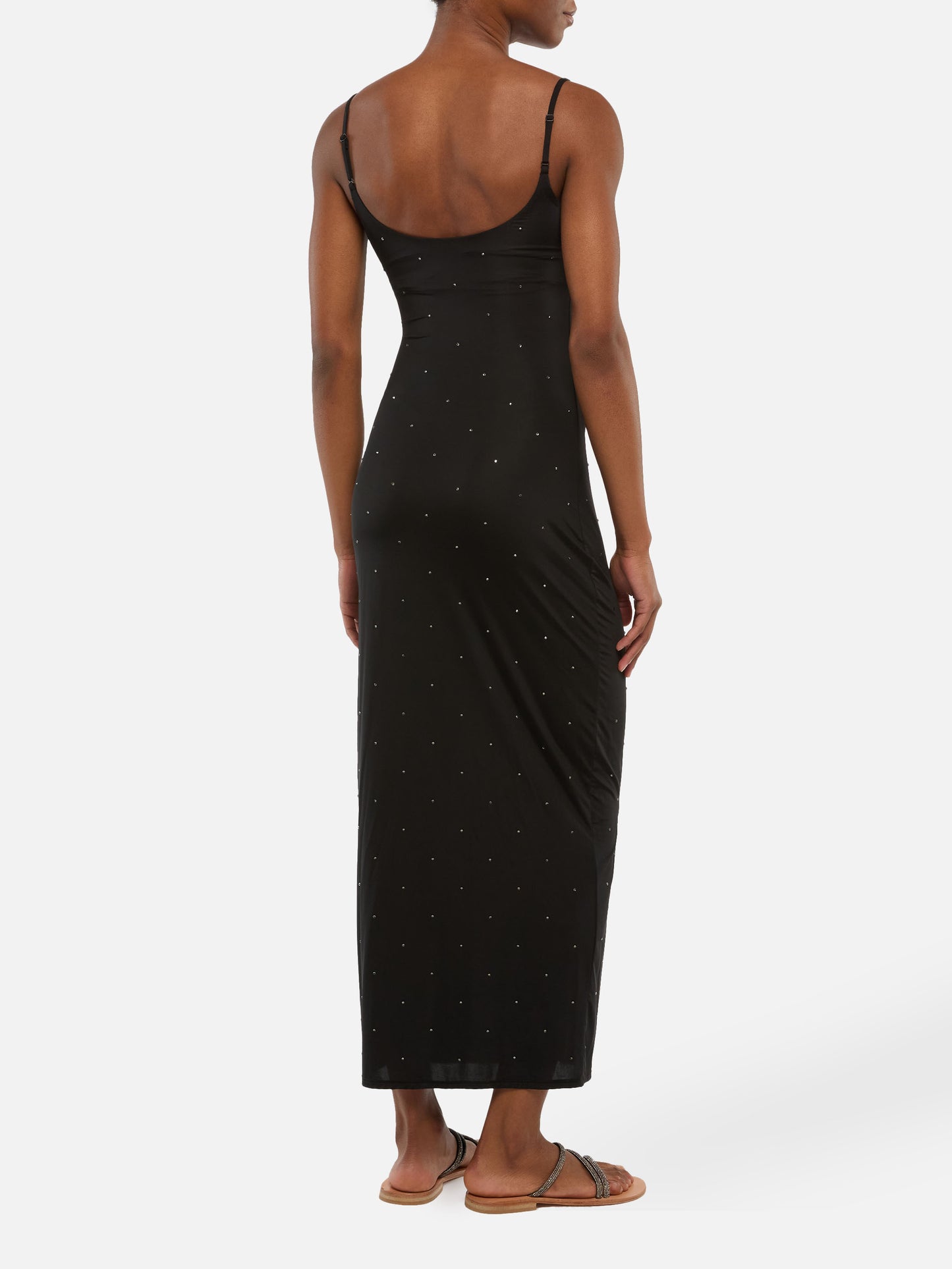 Slip dress lungo nero aderente Evy