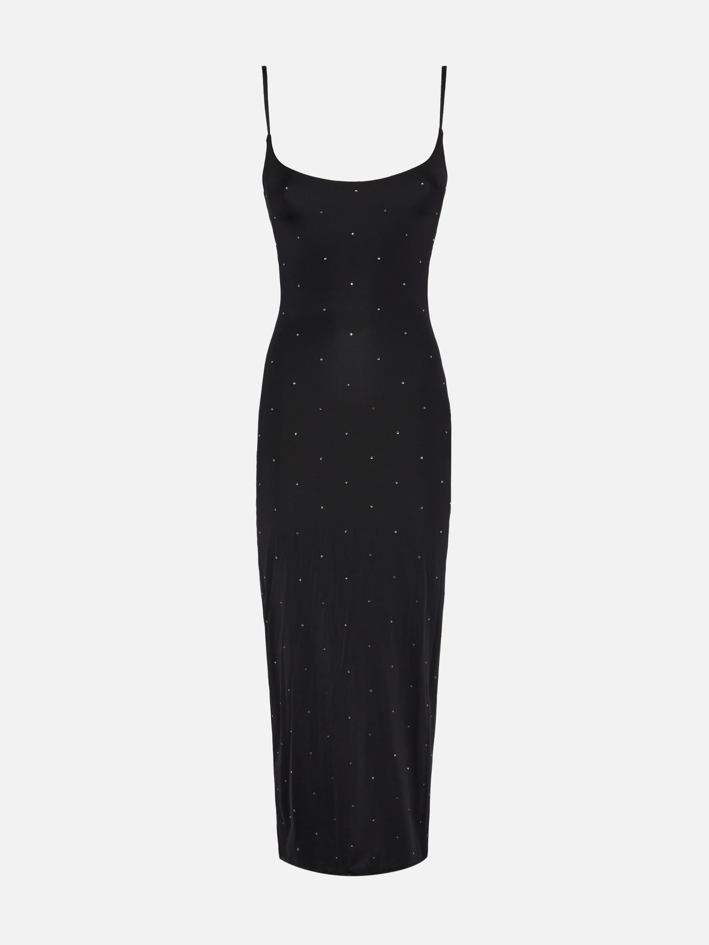 Slip dress lungo nero aderente Evy