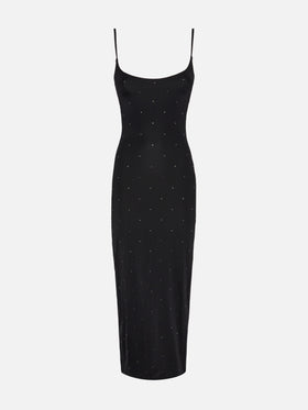 Slip dress lungo nero aderente Evy