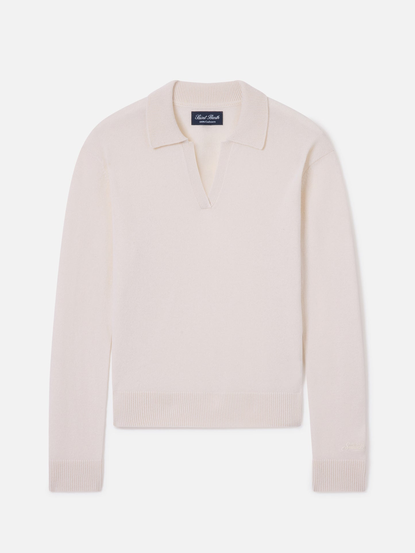 Eze gestricktes Cashmere-Poloshirt in Off-White 