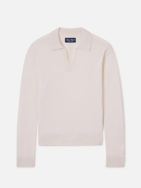 Eze gestricktes Cashmere-Poloshirt in Off-White 