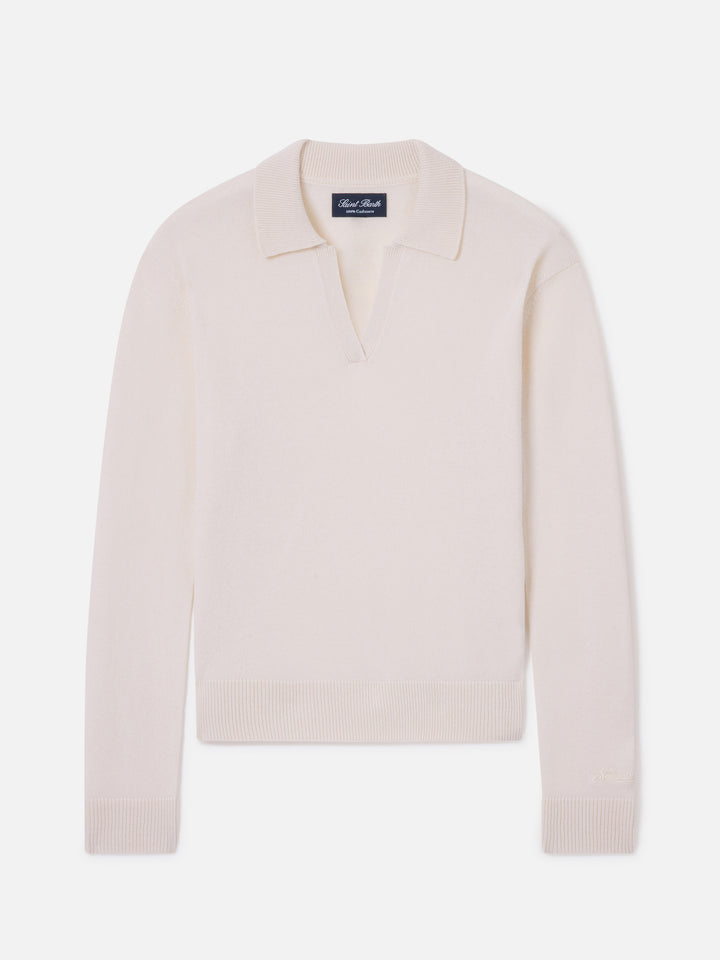 Maglia Eze off white in cashmere con collo polo