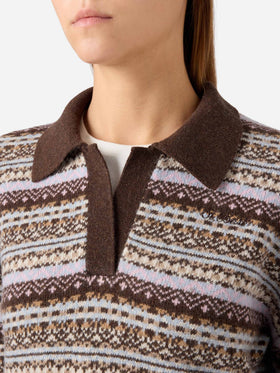 Maglia Eze in misto lana con collo polo e motivo fair isle