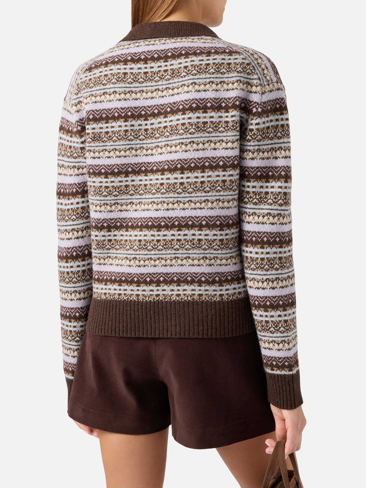 Maglia Eze in misto lana con collo polo e motivo fair isle