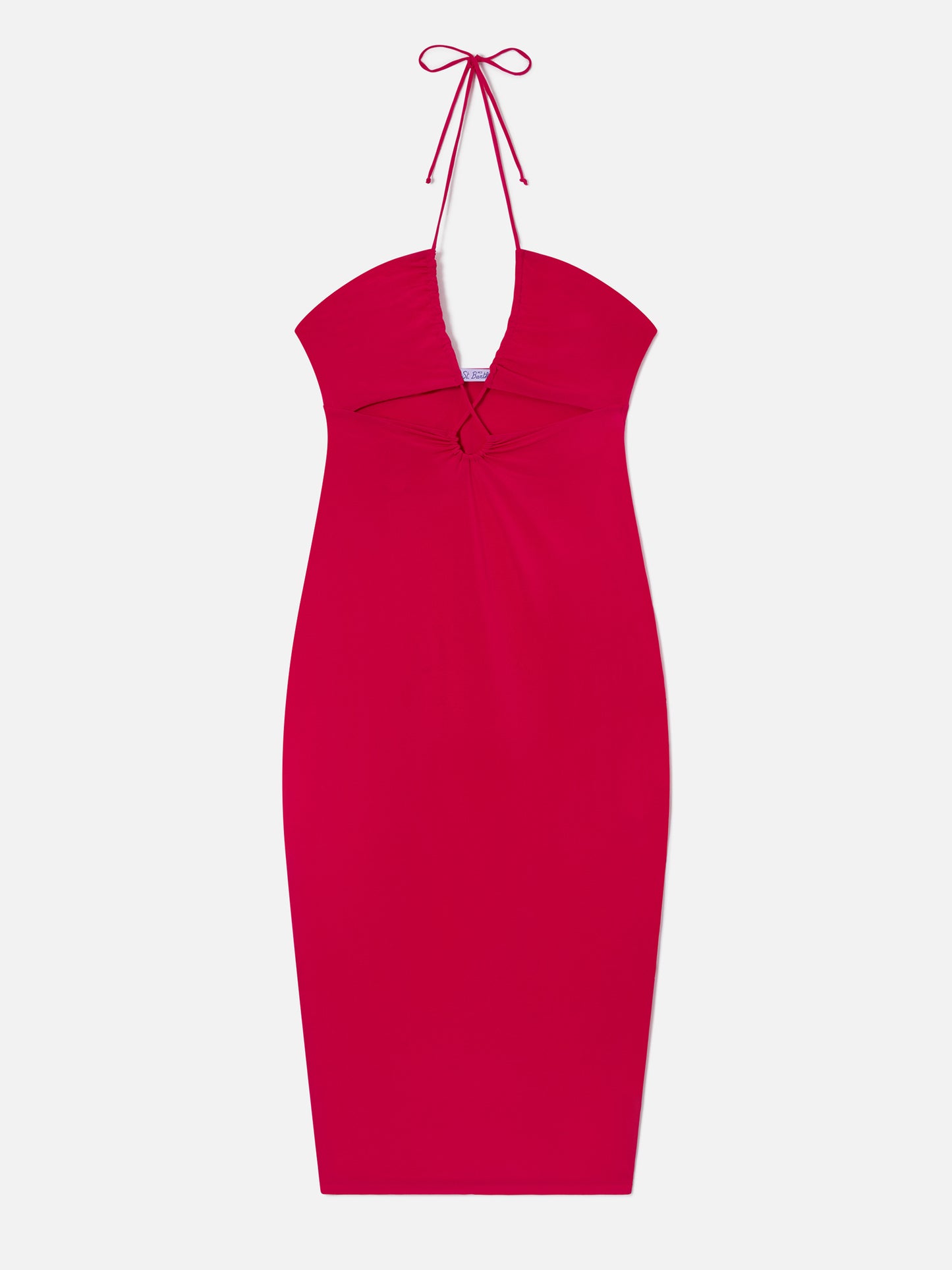 Abito fucsia con taglio longuette