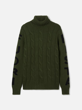 Man turtleneck braided sweater with Fuori pista jacquard