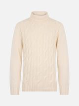 Man cable knit blend cashmere sweater Fisherman