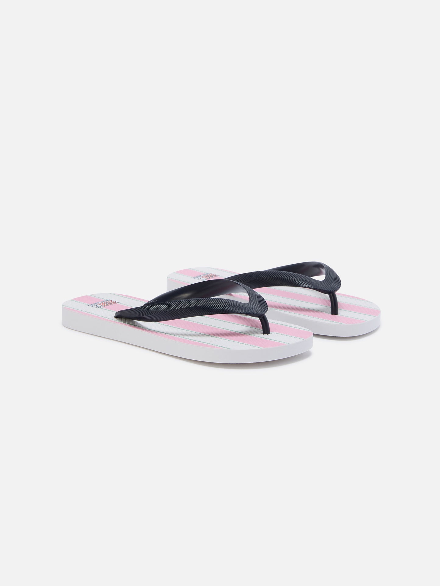 Chanclas tipo slip-on de goma con rayas rosas y blancas 