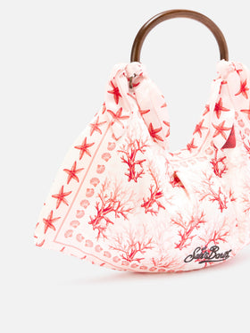 Sac foulard à la structure souple et au motif corail 