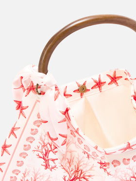 Sac foulard à la structure souple et au motif corail 
