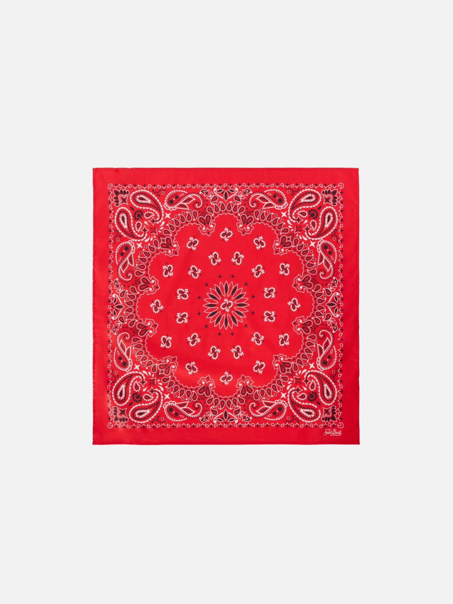 Cotton Foulard with red bandanna print