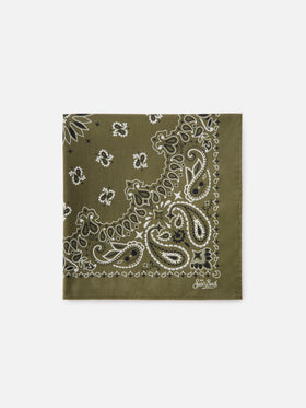 Foulard in cotone con stampa bandana verde militare