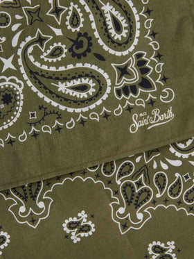 Foulard in cotone con stampa bandana verde militare