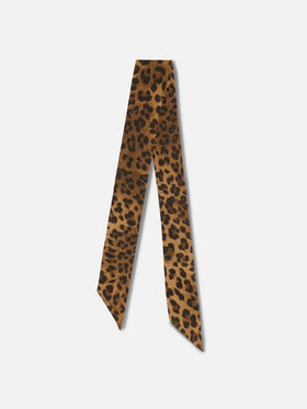 Band scarf in cotton with animalier leopard print