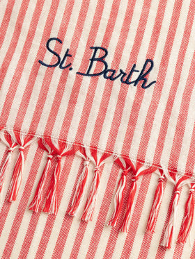 Light cotton Fouta beach towel with red  striped print