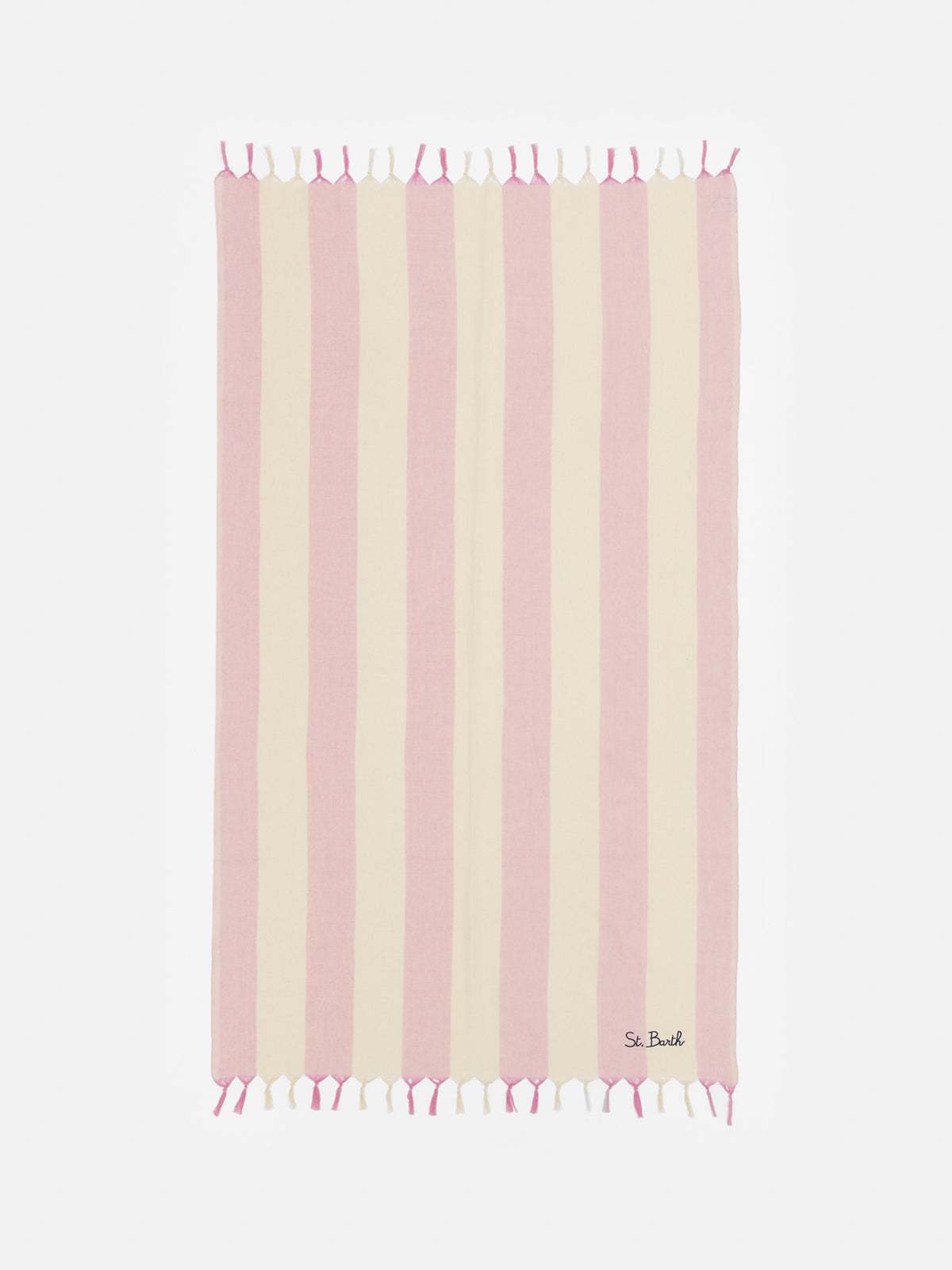 Telo mare in cotone leggero Fouta con stampa a righe rosa