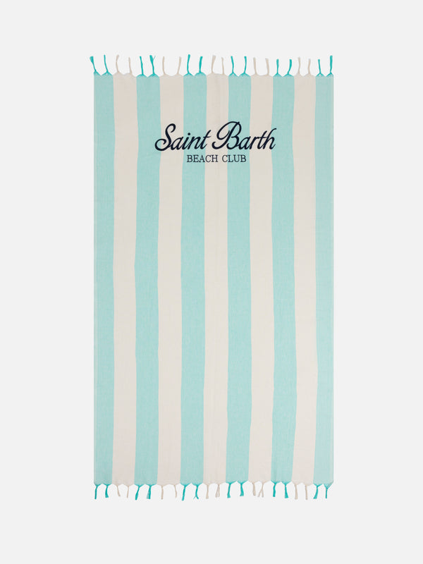 Light cotton Fouta beach towel with water green  striped print