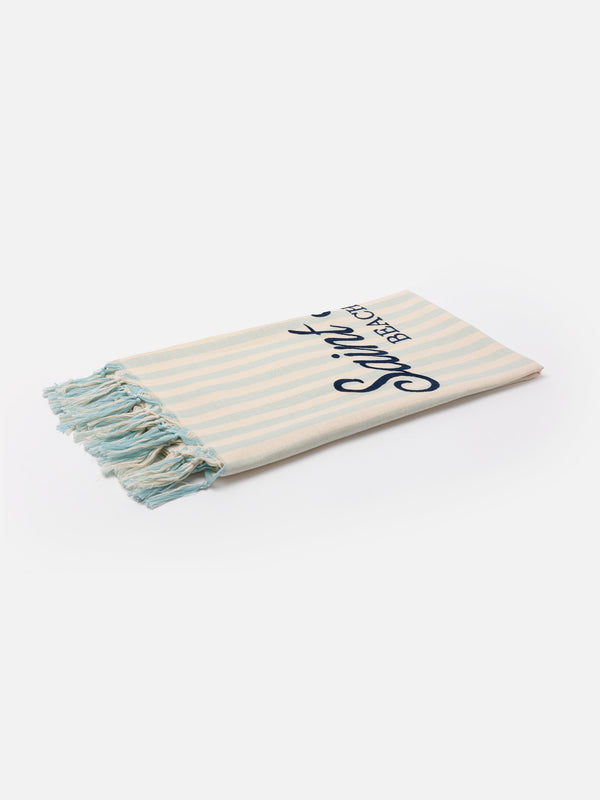 Light cotton Fouta beach towel with bluette striped print