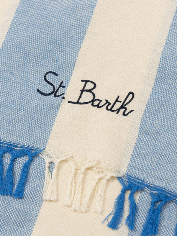 Light cotton beach towel Fouta with bluette striped print