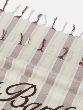 Telo mare Foutas Lighta righe beige e azzurro con logo ricamato
