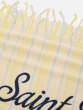 Telo mare Foutas Lighta righe giallo e bianco con logo ricamato
