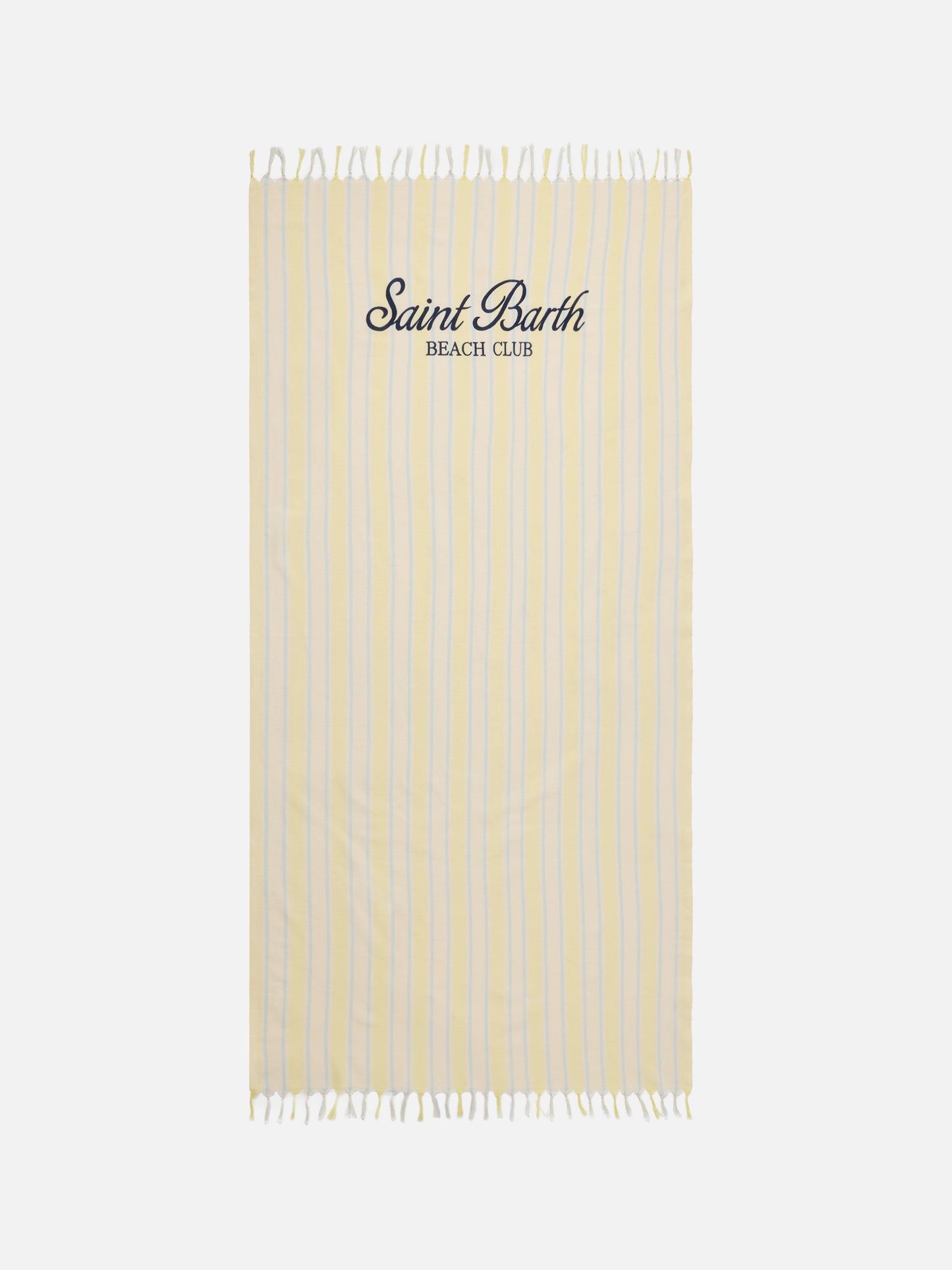 Telo mare Foutas Lighta righe giallo e bianco con logo ricamato