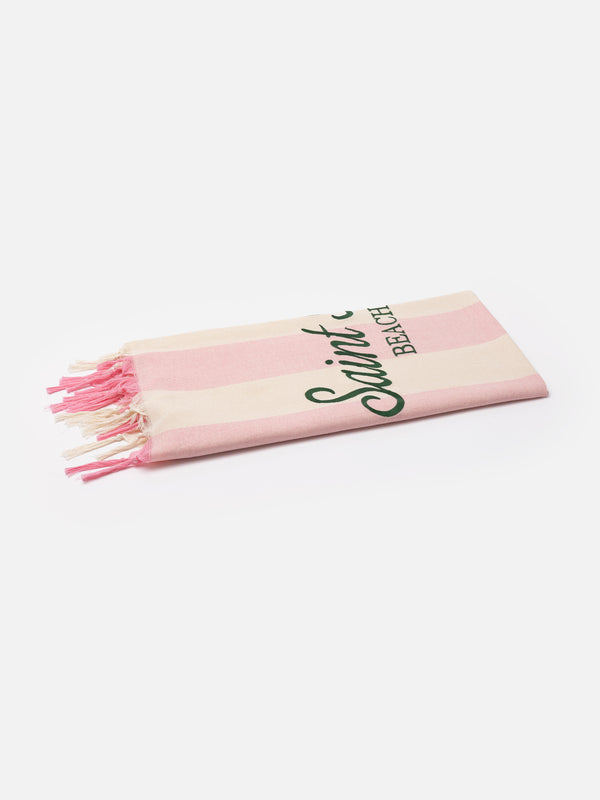 Light cotton Fouta beach towel with pink striped print