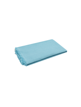 Light blue honeycomb cotton FoutaSac beach towel