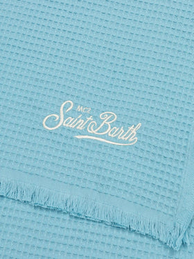 Light blue honeycomb cotton FoutaSac beach towel