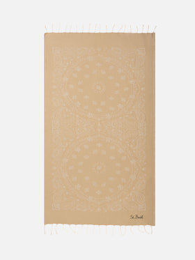 Foutas cotton beach towel with bandanna jacquard