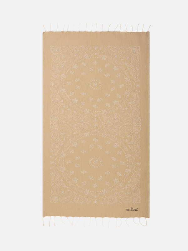 Foutas cotton beach towel with bandanna jacquard